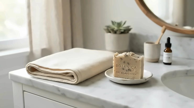 Gentle facial cleansing using a nourishing manuka honey soap bar and flannel
