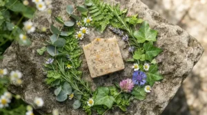 A natural manuka honey soap bar arranged in a botanical skincare flat lay
