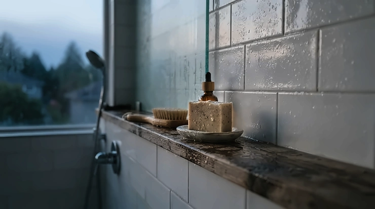A soothing bedtime routine featuring a hypoallergenic soap bar for kids and warm water