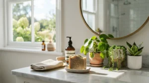 Morning skincare routine featuring hypoallergenic soap for sensitive skin