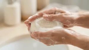 Creating a mild, creamy lather with a specialized soap for rosacea